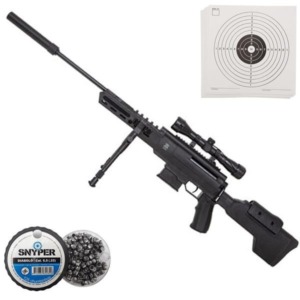 Carabina de Press&atilde;o Black OPS Sniper 5.5mm G&aacute;s Ram + Luneta + Bip&eacute;