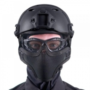 Kit Mascara meia face e &Oacute;culos Telado Airsoft - Preto