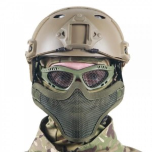 Kit Mascara meia face e &Oacute;culos Telado Airsoft - Verde