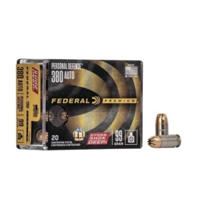 Muni&ccedil;&atilde;o Federal .380ACP 99gr Hydra Shok Deep 20un