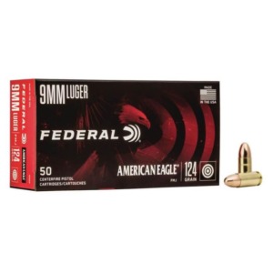 Muni&ccedil;&atilde;o Federal 9mm Luger 124gr FMJ American Eagle &ndash; cx 50un