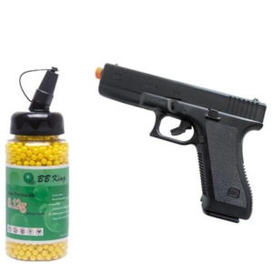 Pistola Airsoft Spring K17 Preta - KWC + 2000un BB's 0,12g