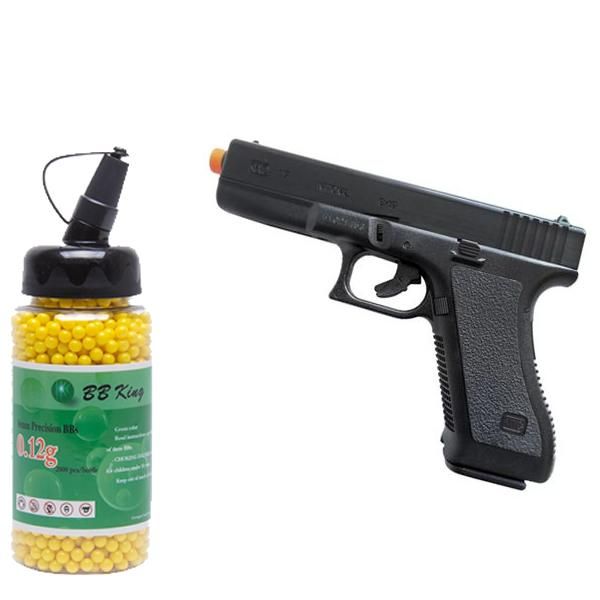 Pistola Airsoft Spring K17 Preta - KWC + 2000un BB's 0,12g