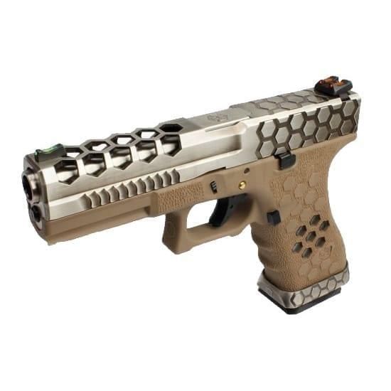 Pistola de Airsoft A Gás GBB Green Gas AW G17 Chromo Tan Blowback - Imagem 3