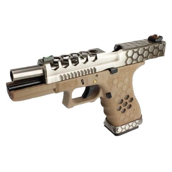 Pistola de Airsoft A Gás GBB Green Gas AW G17 Chromo Tan Blowback - Imagem 4