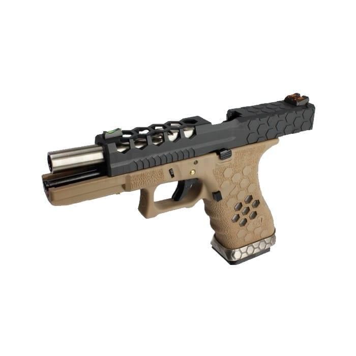 Pistola de Airsoft A Gás GBB Green Gas AW G17 Tan Black Blowback - Imagem 4